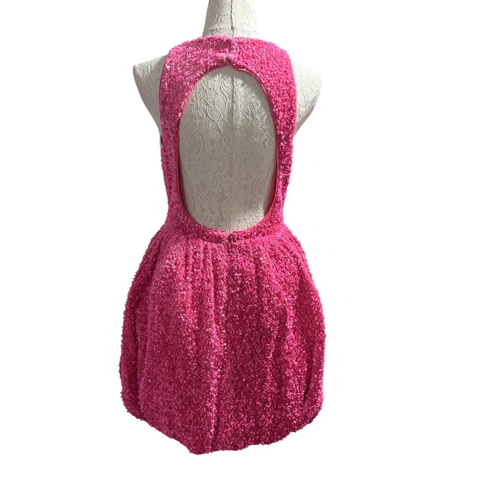 BUBBLE hem mini dress in pink sequin Size 8 NWOT Vixen Prom ASOS LUXE - Picture 7 of 14